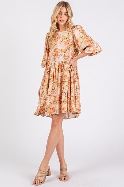 Dames Mini Jurk Bloemenprint Linnenmix Zomerjurkje 3