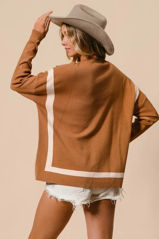 Dames Mock Neck Trui met Luipaardprint Zak 3