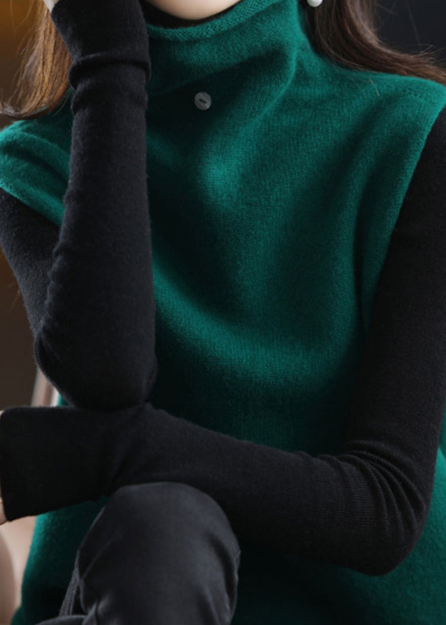 Dames Mouwloos Vest met Col in Donkergroen 4