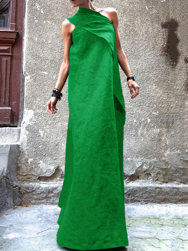 Dames Mouwloze Patchwork Jurk Marineblauw 6