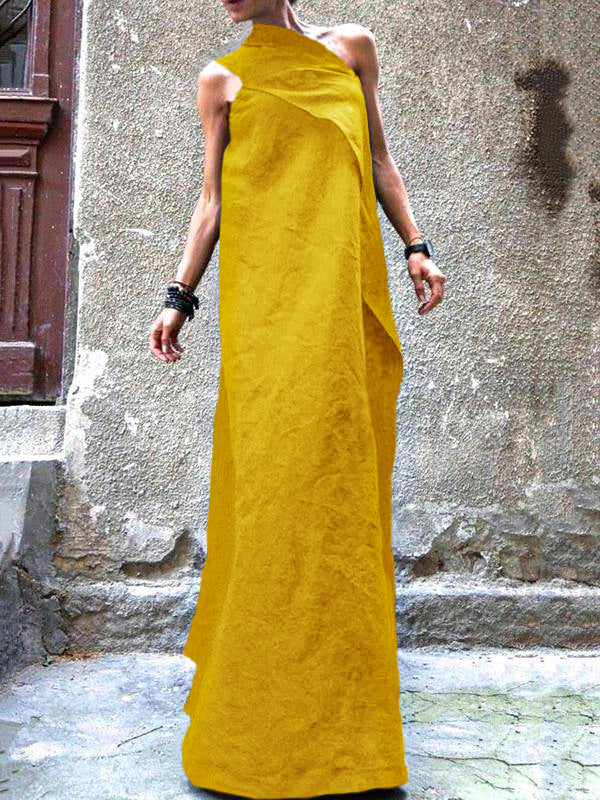 Dames Mouwloze Patchwork Jurk Marineblauw 8