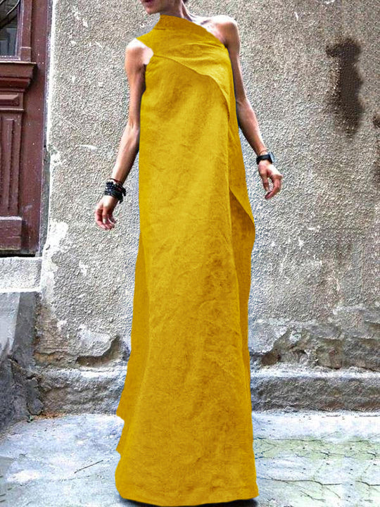 Dames Mouwloze Patchwork Jurk Marineblauw 8