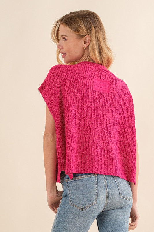 Dames Mouwloze Sweater Fuchsia 2