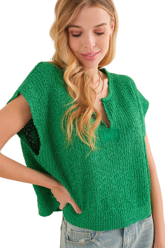 Dames Mouwloze Trui Groen 0