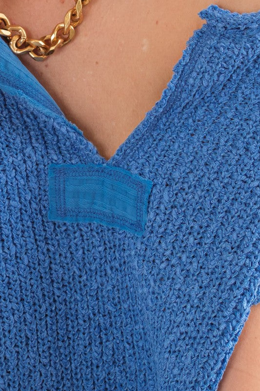 Dames Mouwloze Trui Patch Blauw 1