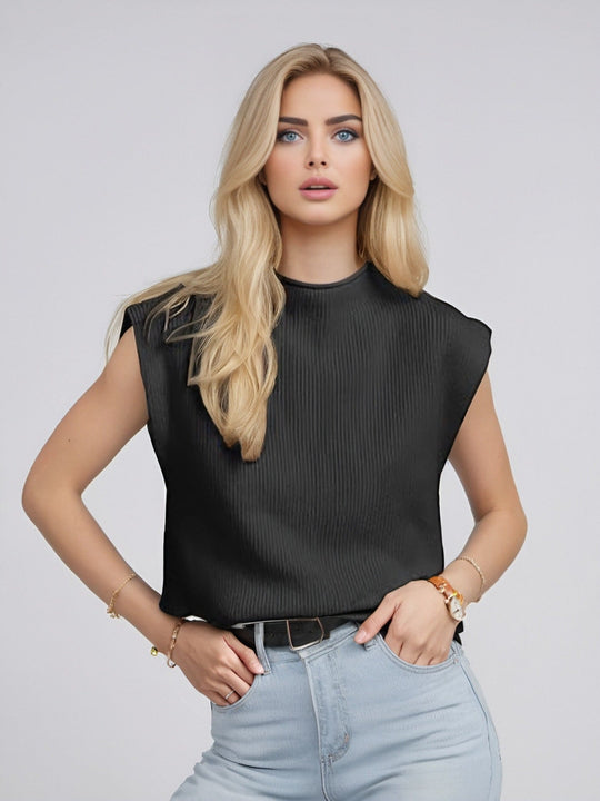 Dames Mouwloze Turtleneck Trui Ribgebreid 10