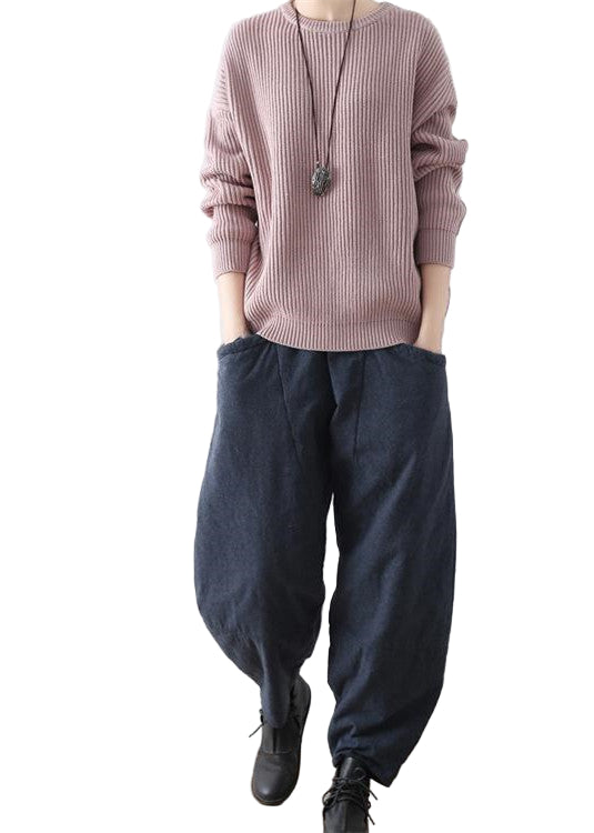 Dames Oversized Broek Casual Donkerblauw 0