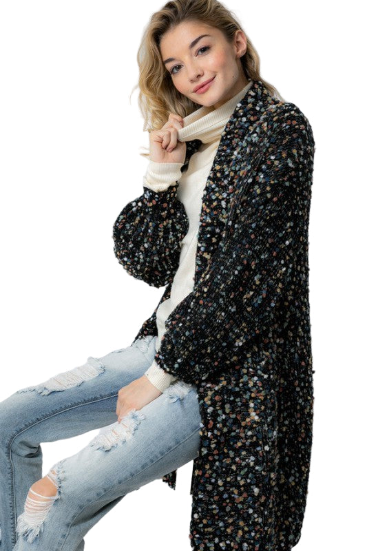 Dames Oversized Cardigan Marled Breiwerk Zacht Breiwerk 0