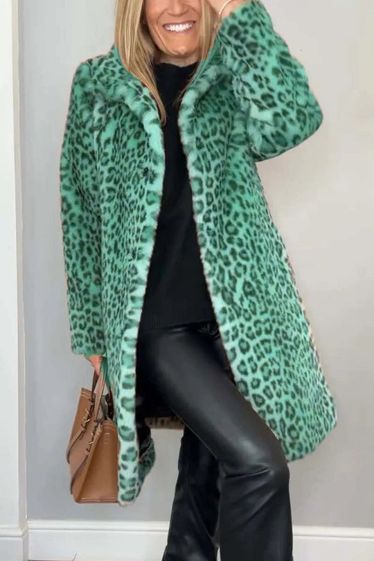 Dames Oversized Faux Fur Jas met Luipaardprint 1