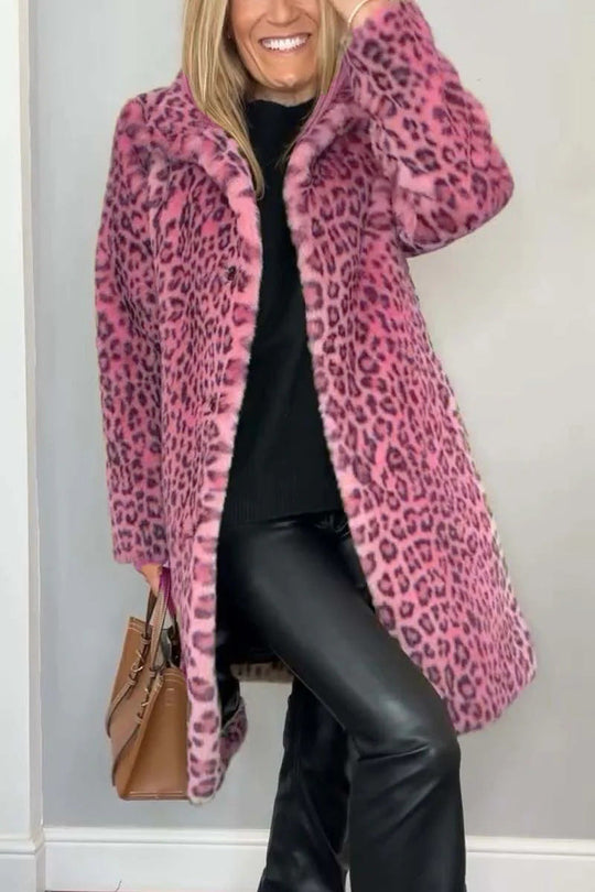 Dames Oversized Faux Fur Jas met Luipaardprint 10