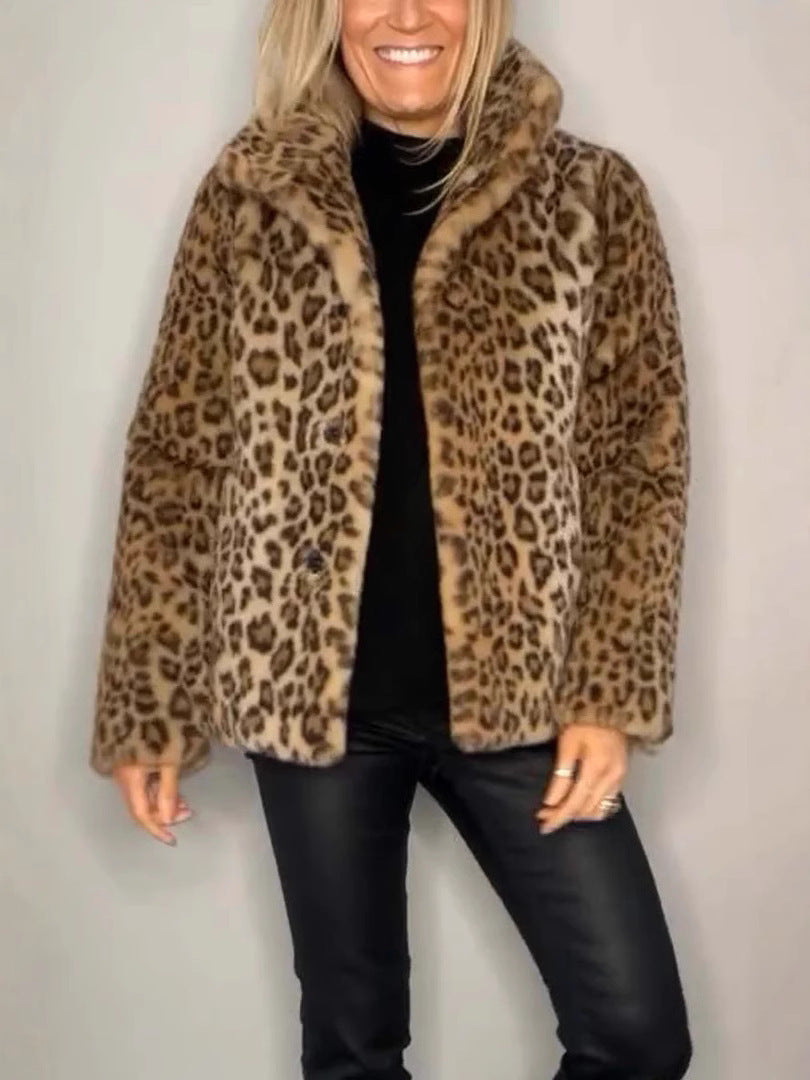 Dames Oversized Faux Fur Jas met Luipaardprint 3
