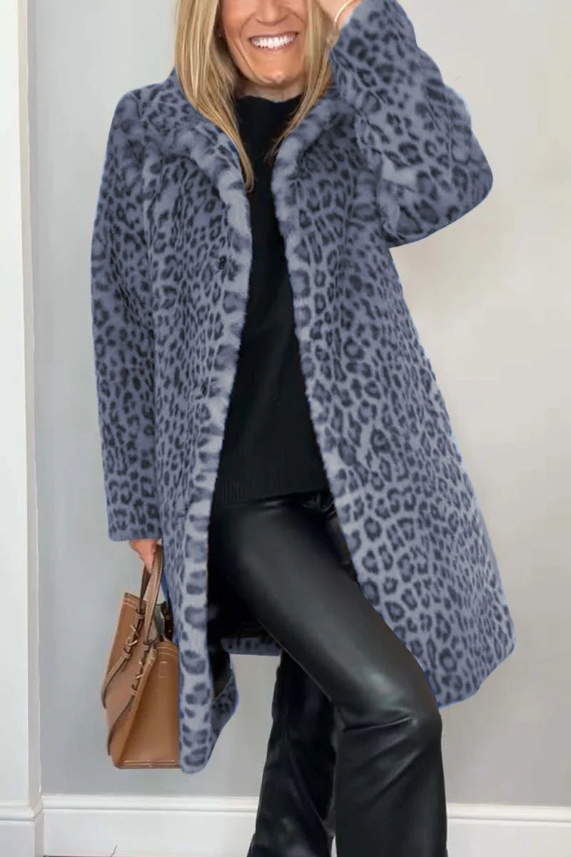 Dames Oversized Faux Fur Jas met Luipaardprint 9