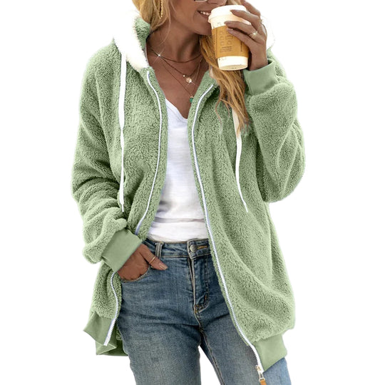 Dames Oversized Fleece Cardigan met Capuchon voor Herfst en Winter 0