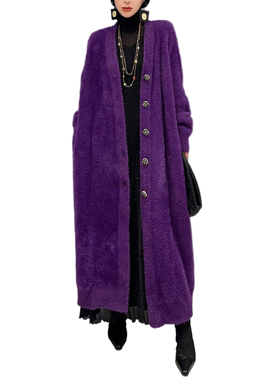 Dames Oversized Gebreid Lang Vest met V-hals 0