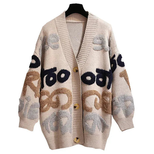 Dames Oversized Gebreide Cardigan met Knopen 0