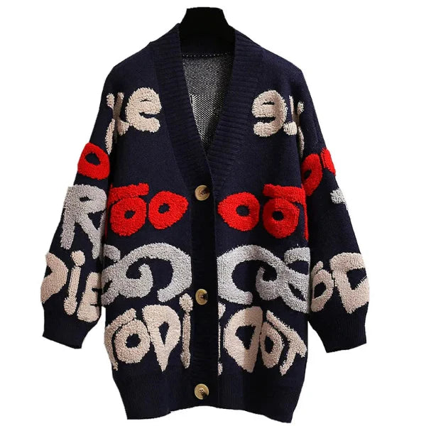 Dames Oversized Gebreide Cardigan met Knopen 1
