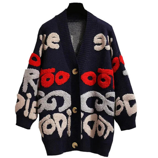 Dames Oversized Gebreide Cardigan met Knopen 1