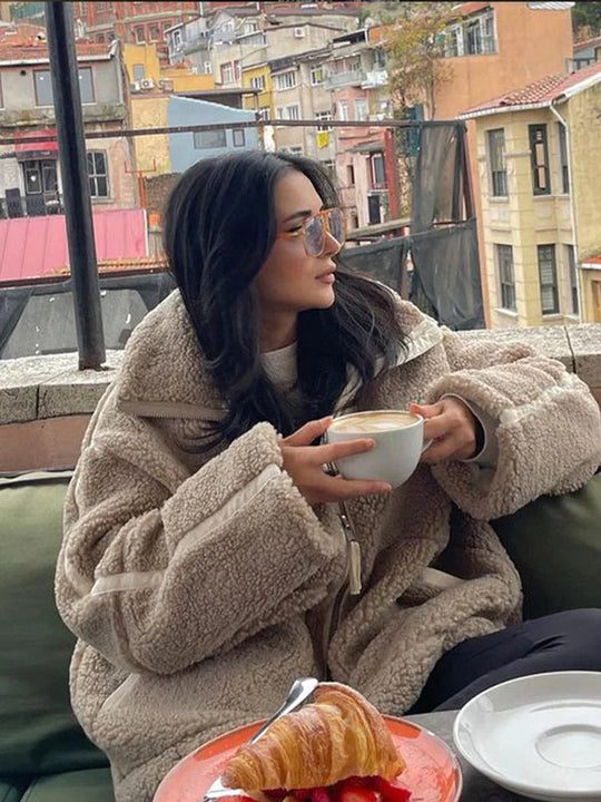 Dames Oversized Jacke met Patchwork Design 1