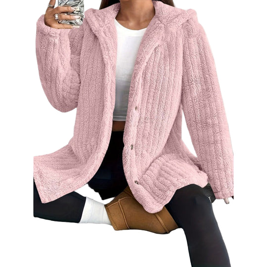 Dames Oversized Jas met Capuchon en Ribbelstructuur 0