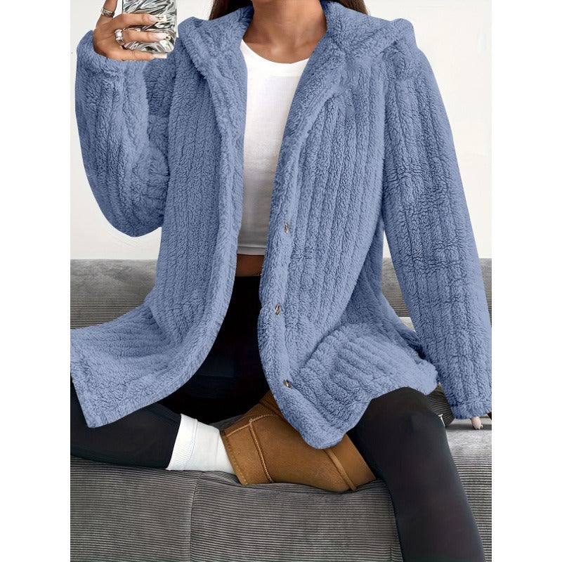 Dames Oversized Jas met Capuchon en Ribbelstructuur 2