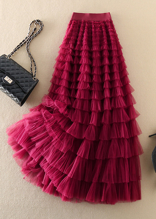 Dames Plus Size Tule Rok Gerimpeld 0