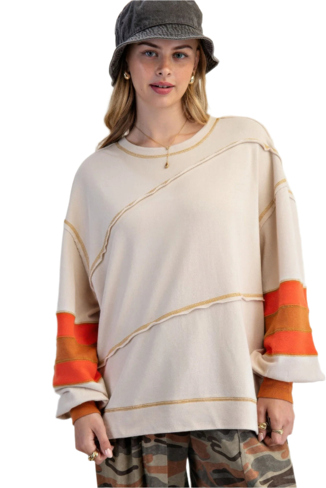 Dames Pullover Geborduurd Katoen met Kleurmix 0