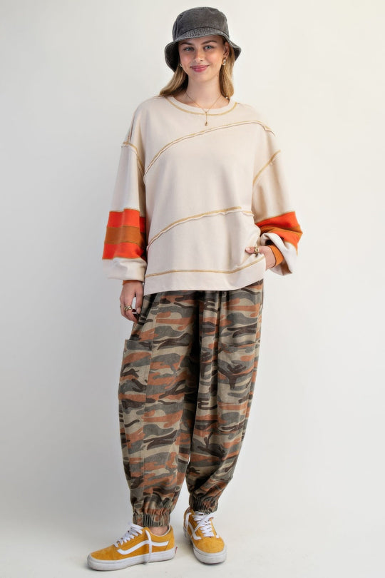 Dames Pullover Geborduurd Katoen met Kleurmix 1