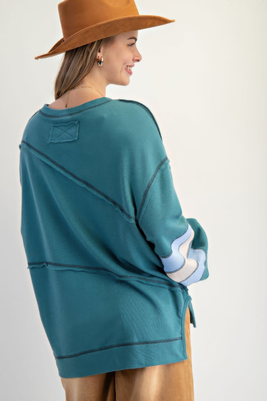 Dames Pullover Katoen Geblokt Met Borduursel 2