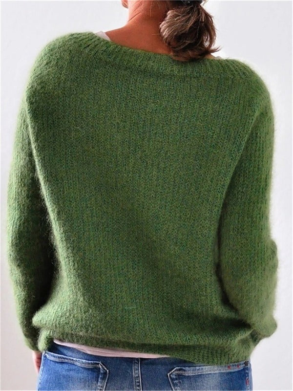 Dames Pullover Lange Mouwen Groene Kleur 1