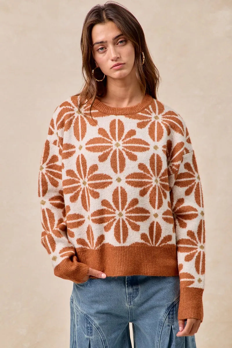 Dames Pullover Sweater Met Bloemenpatroon Lange Mouwen 6