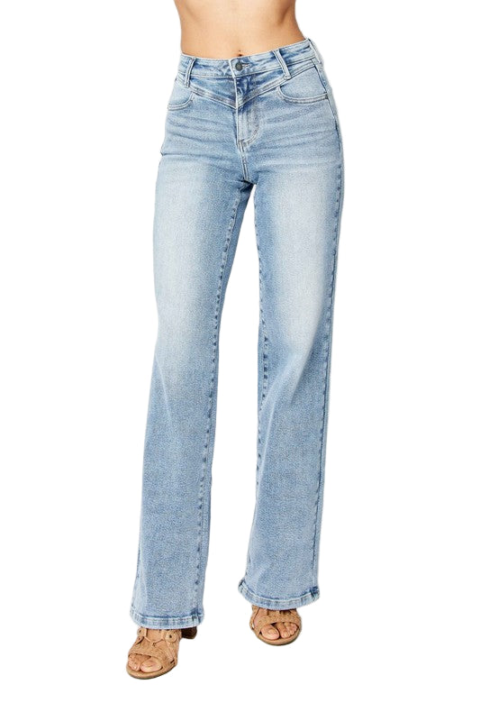 Dames Retro Jeans Hoge Taille Met Voorpand 0