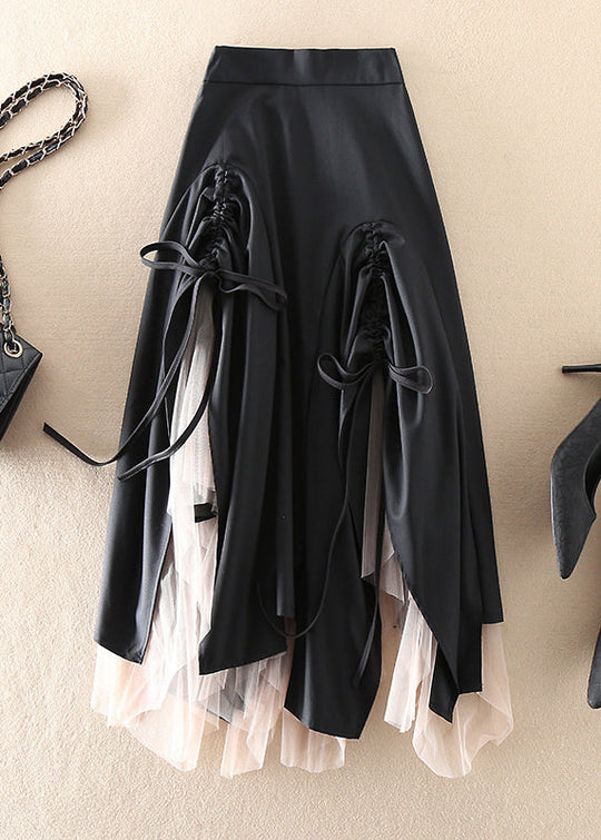 Dames Rok Asymmetrisch met Trekkoord en Patchwork 0