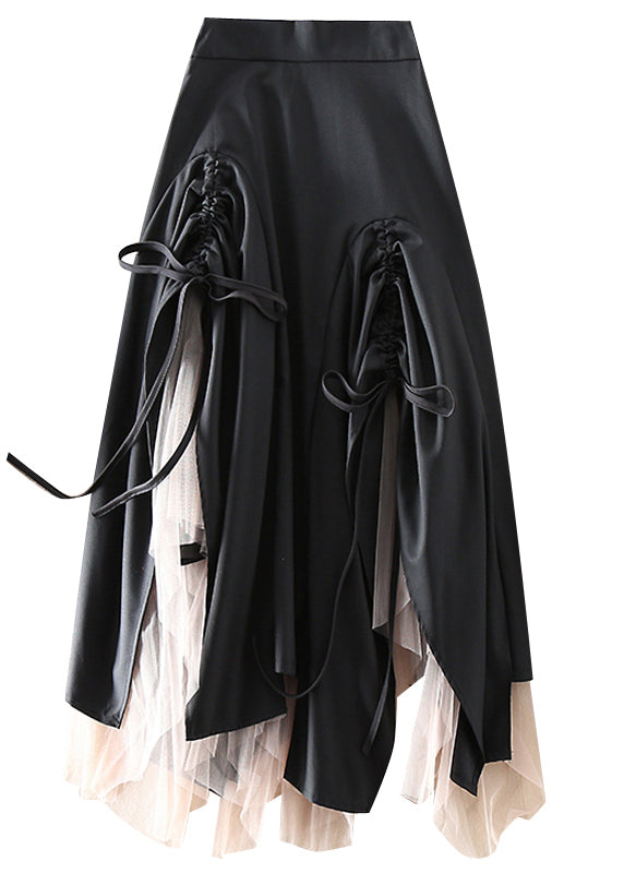 Dames Rok Asymmetrisch met Trekkoord en Patchwork 4