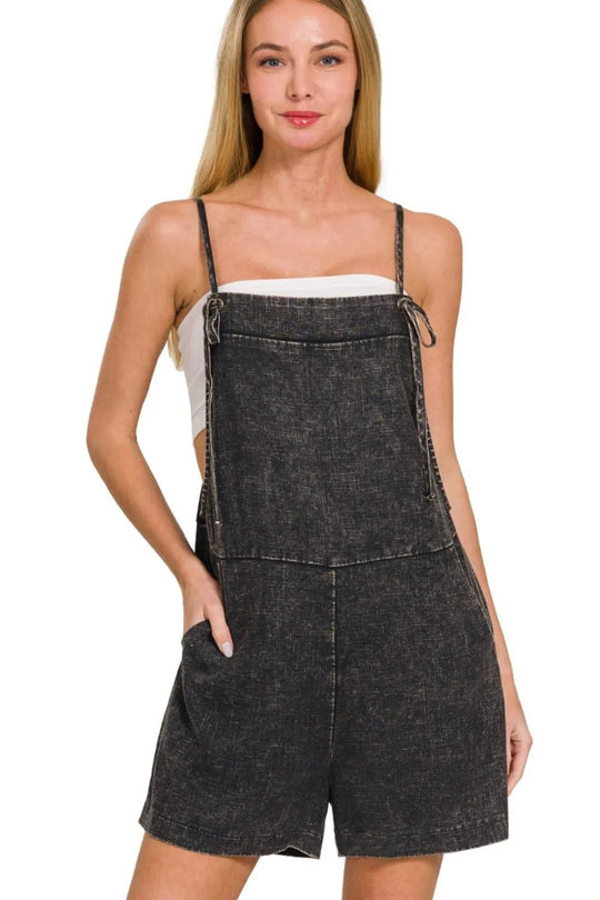 Dames Romper Gewassen Linnen Met Knoopbanden 0