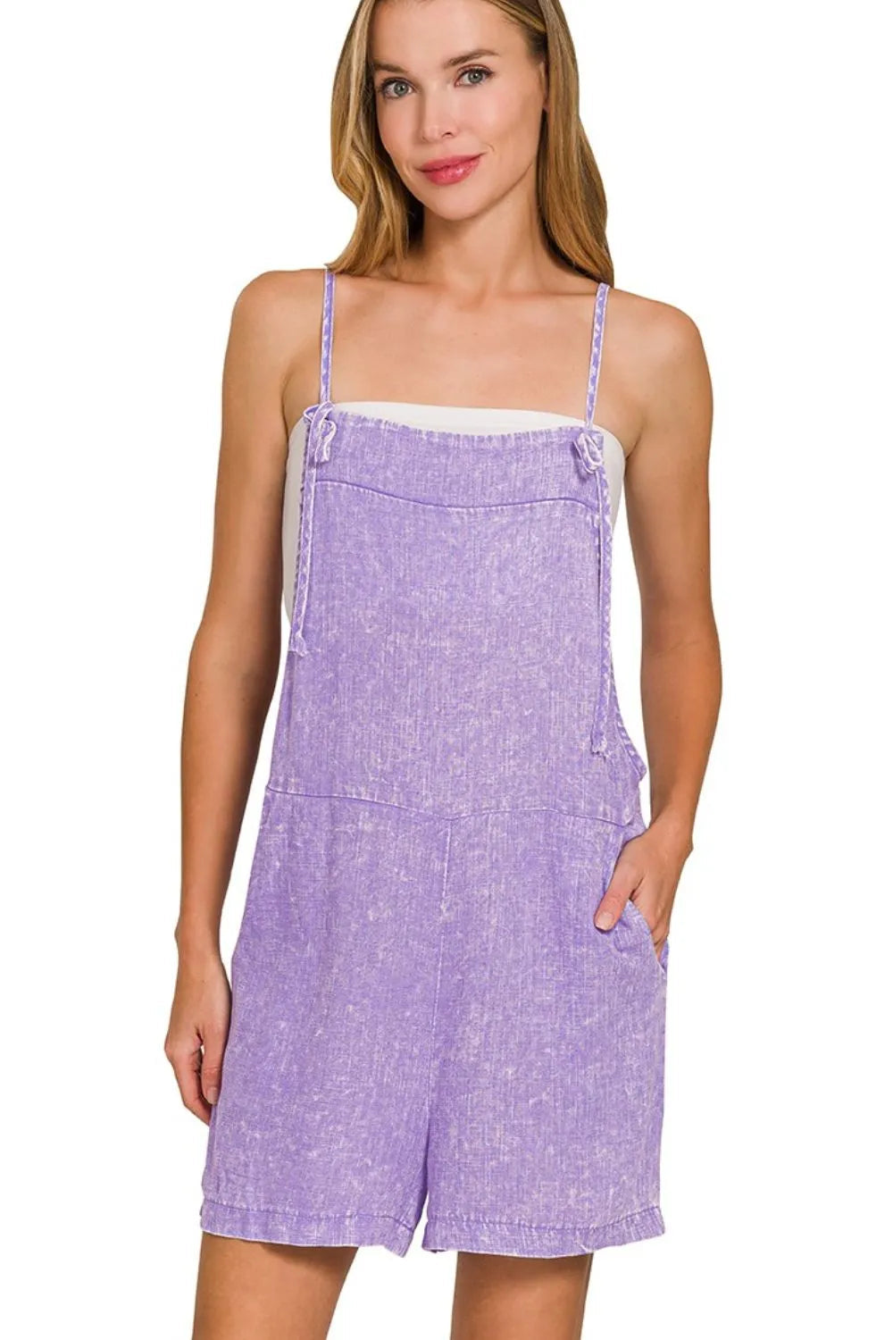 Dames Romper Knoopbanden Denim Look Katoenmix 0