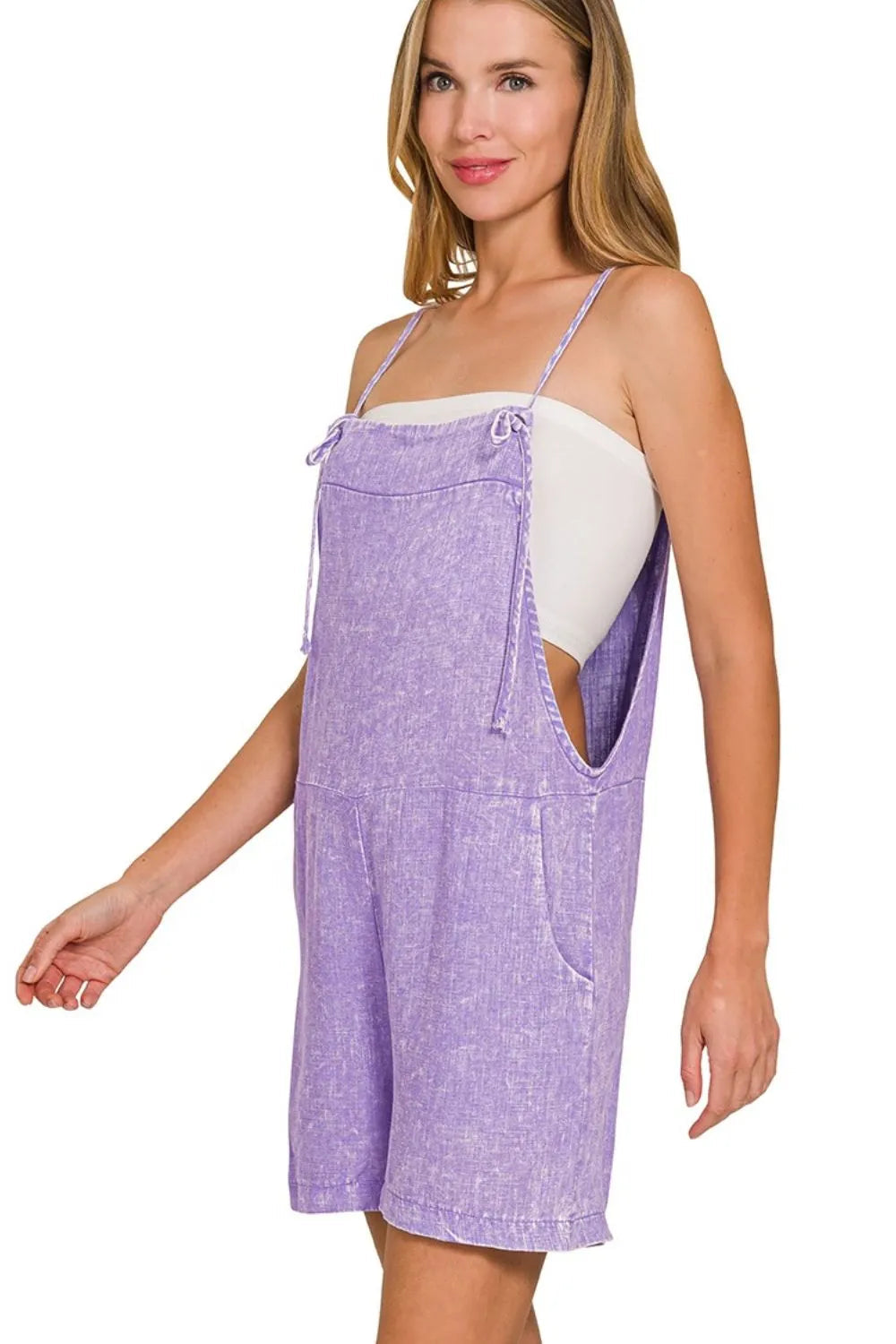 Dames Romper Knoopbanden Denim Look Katoenmix 1