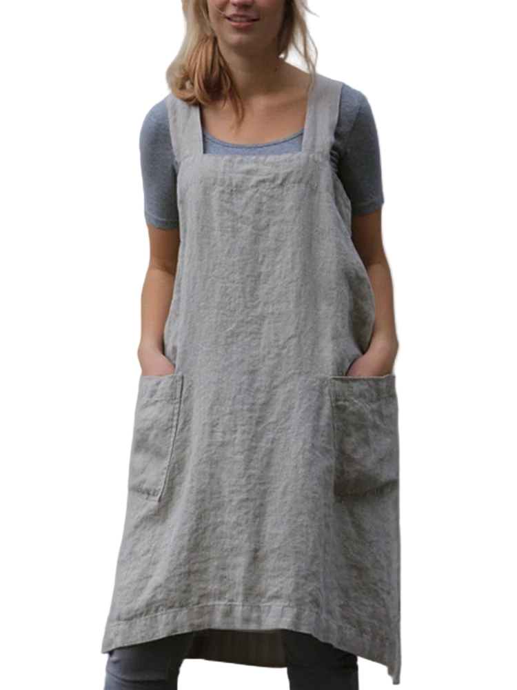 Dames Schortjurk Casual met Zakken voor Zomeruitjes 0