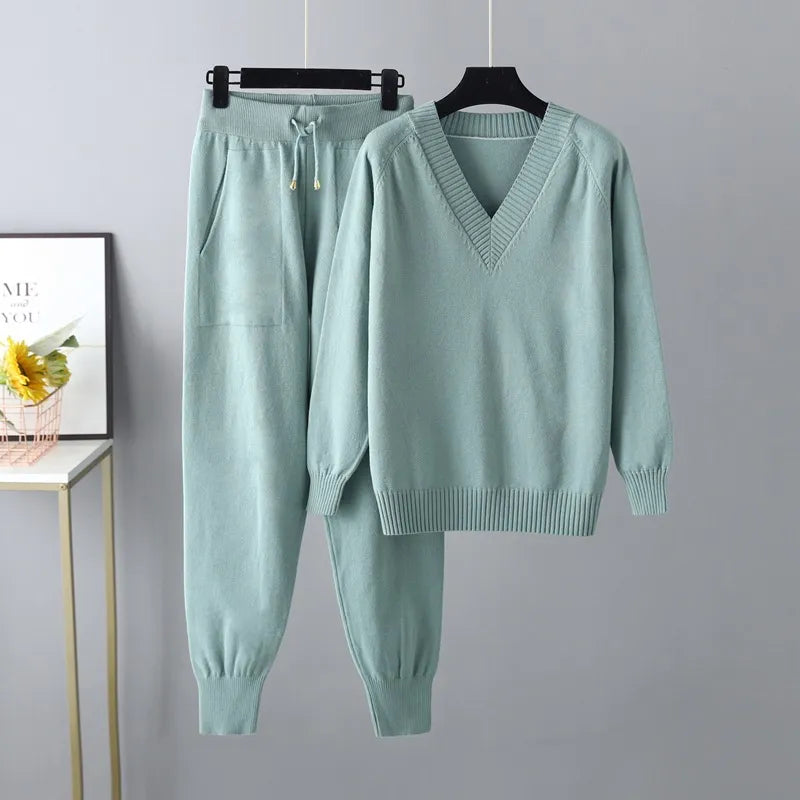 Dames Set Comfy Gebreid Polyester voor Binnengebruik 3