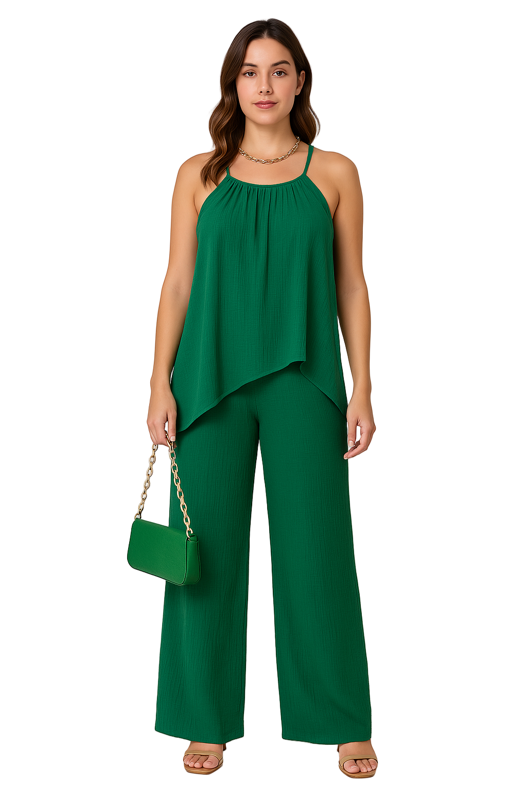 Dames Set Comfy Tweedelig met Drapeer Top en Broek 0