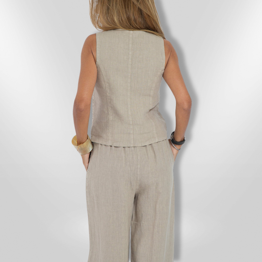 Dames Set Elegante Zomeroutfit Met Mouwloos Top En Wijde Broek 1