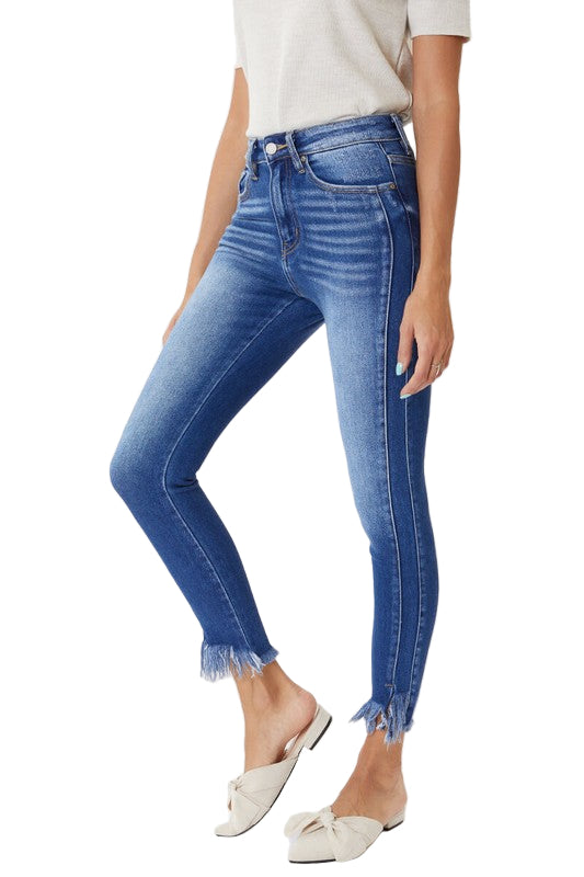Dames Skinny Jeans Hoge Taille met Zoomdetail 0
