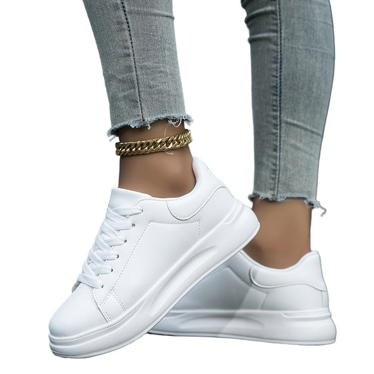 Dames Sneakers Minimalistisch Wit Leren Casual Schoenen 0