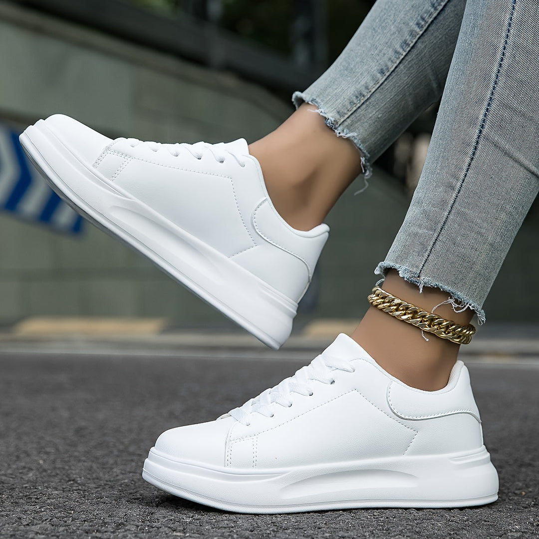 Dames Sneakers Minimalistisch Wit Leren Casual Schoenen 6