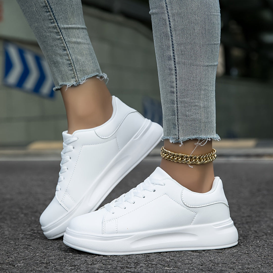 Dames Sneakers Minimalistisch Wit Leren Casual Schoenen 8