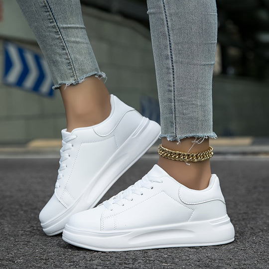 Dames Sneakers Minimalistisch Wit Leren Casual Schoenen 8