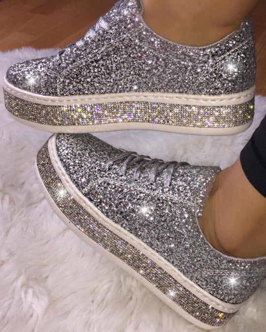 Dames Sneakers Platform Glitter Stijlvol 0