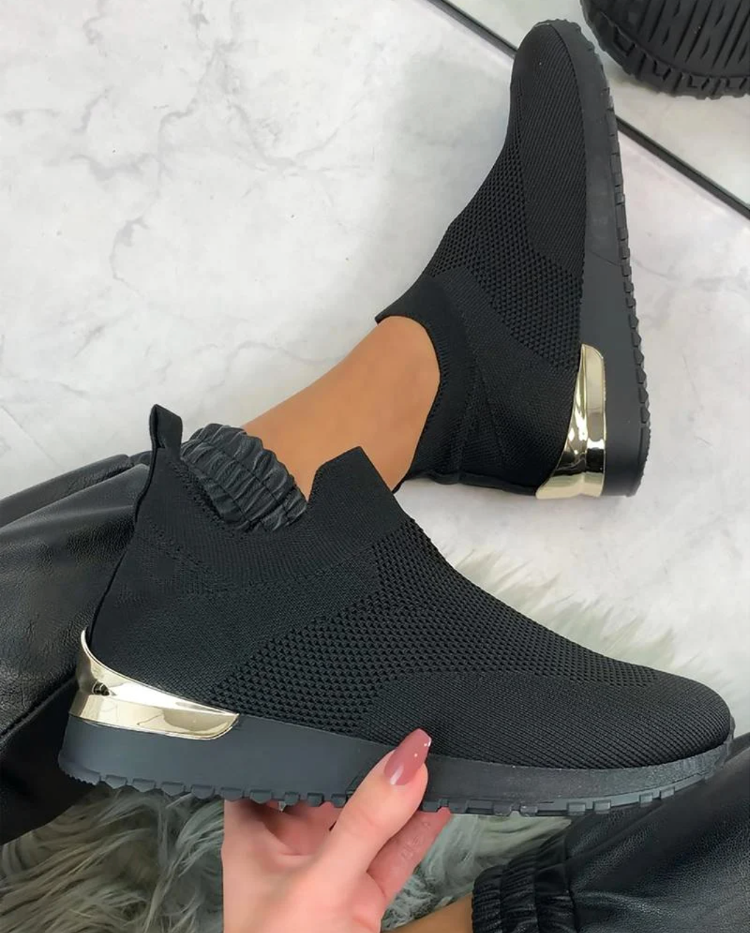 Dames Sneakers Slip-On Modern met Comfortabel Gebreid Ontwerp 0