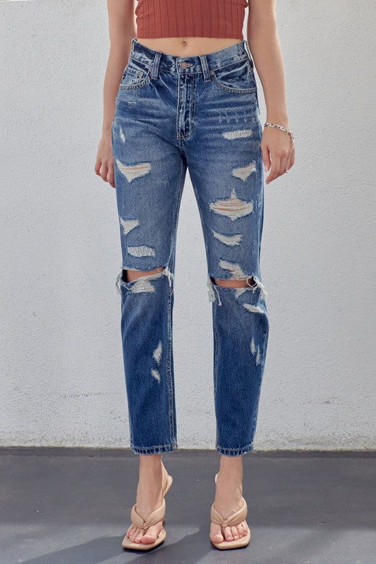 Dames Spijkerbroek Hoge Taille Mom Fit Denim 1