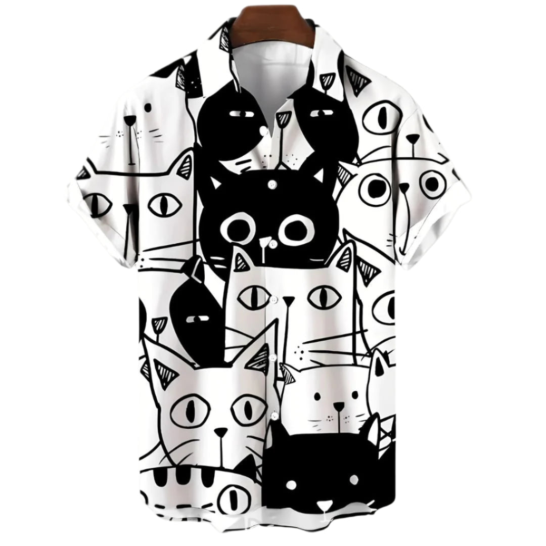 Dames T-shirt met Panda Kattenprint en Relaxed Fit 0