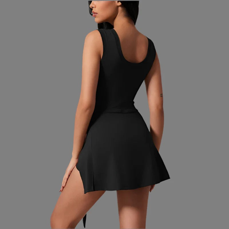 Dames Tennisjurkje Wrap-Stijl Ademend Met Ingebouwde Shorts 7